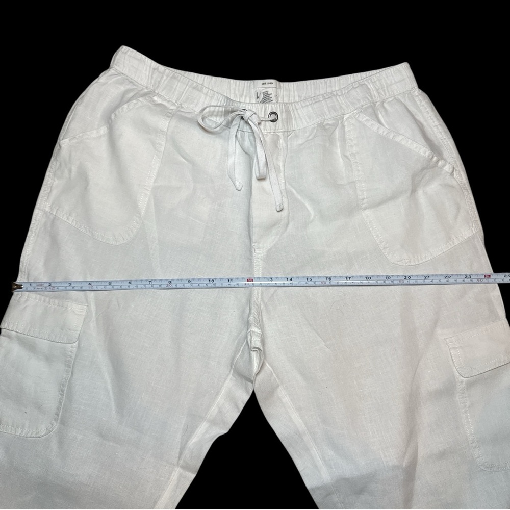 White Nicole Miller 100% Linen Cargo Jogger Pants - Picture 9 of 11